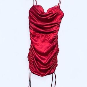Oh Polly Red Satin All For You Corset Ruched Mini Dress for Prom or Party NWT 4